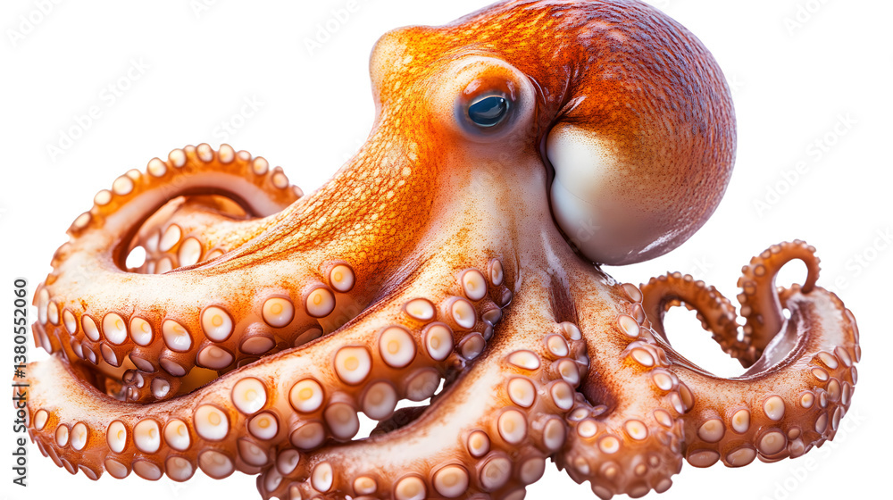 Octopus Arm - White Background - Isolated Marine Creature Tentacle - Professional Stock Photo. Octopus Arm - White Background - Isolated Marine Creature Tentacle - Professional Stock Photo.
