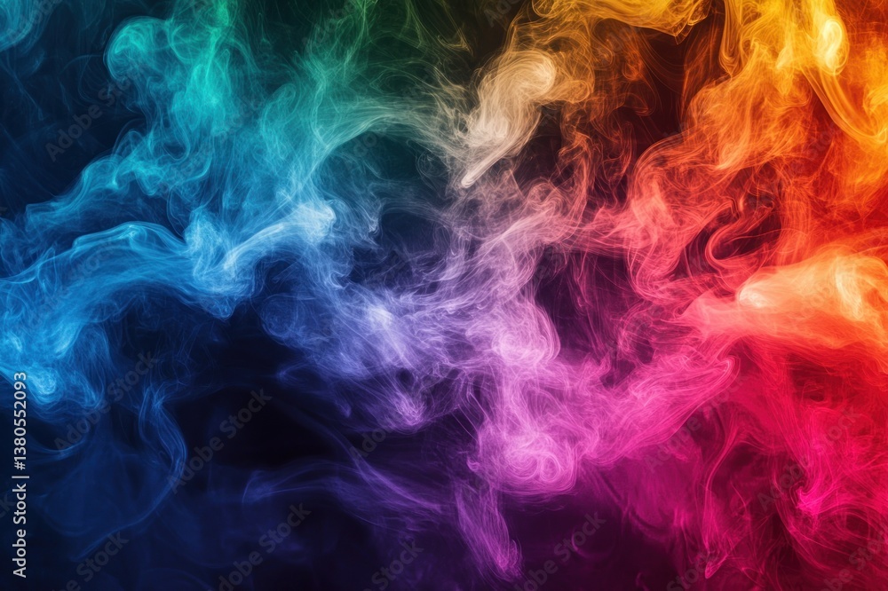 Obraz premium Colorful Abstract Swirls of Smoke in Vivid Blue, Purple, Pink, Orange and Yellow Hues