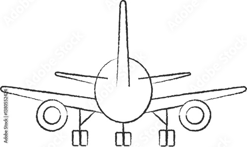 line vector illustration of an airplane. hand drawn airplane. airplane back
