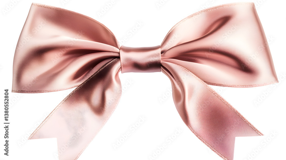 Naklejka premium Elegant Pale Pink Satin Bow Isolated Cutout on Transparent Background for Designers