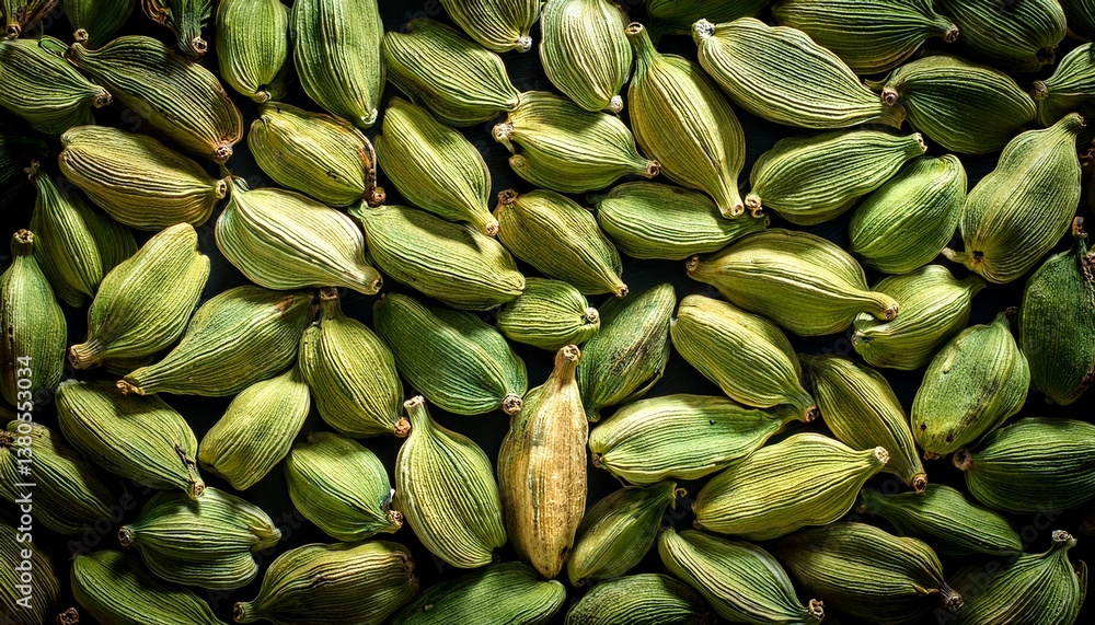 dried green cardamom pods condiment texture circle rotation close up dried green cardamom pods condiment texture circle rotation close up