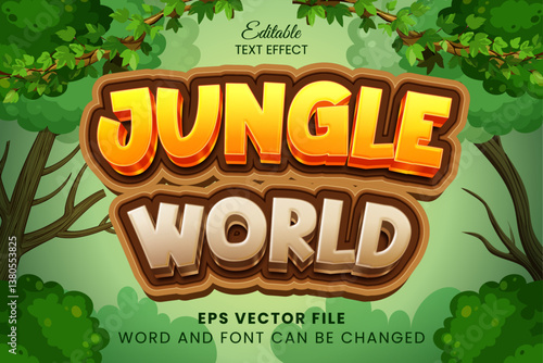 Jungle world editable vector text effect. Adventure game text style