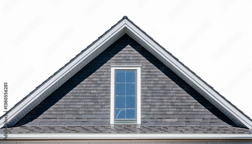 modern house roof with a symmetrical gable design featuring a dormer window and dark gray shingles isolated on a white background high resolution architectural detail modern house roof with a symmetrical gable design featuring a dormer window and dark gray shingles isolated on a white background high resolution architectural detail
