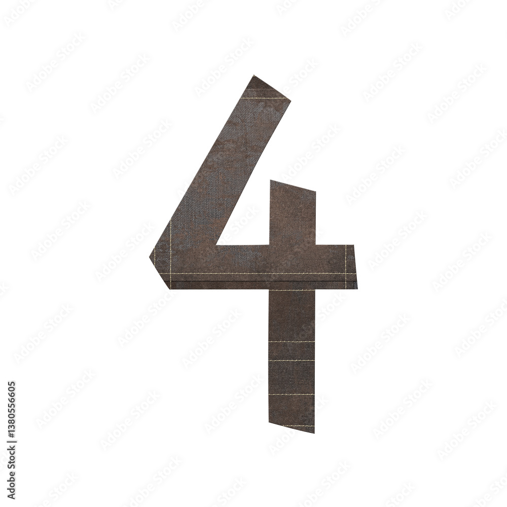 Obraz premium Patchwork tag number 4. Classic clip art on white background