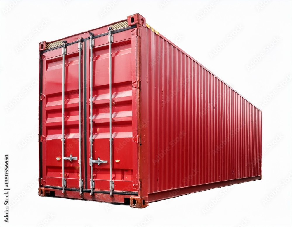 red freight shipping container isolated on transparent or white background red freight shipping container isolated on transparent or white background