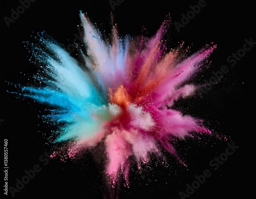 multi colored explosion of powder in pastel colors