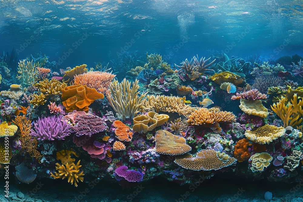 Naklejka premium Vibrant Coral Reef Ecosystem Underwater Paradise