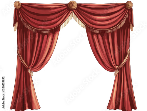 Curtains illustration, isolated on white