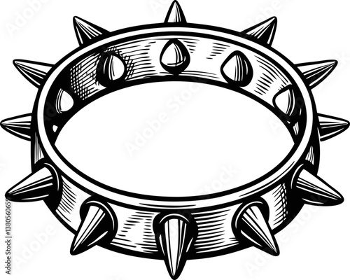 Spiked metal collar gothic punk fashion accessory illustration.