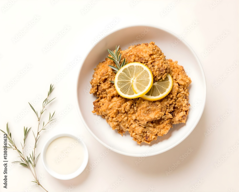 Delicious Fried Schnitzel with Lemon and Herb - Perfect for Food Photography and Social Media Marketing Delicious Fried Schnitzel with Lemon and Herb - Perfect for Food Photography and Social Media Marketing