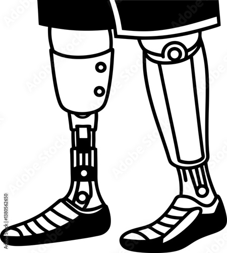 bionic legs illustration prosthetic devices, technology innovation, mobility advancements modern medical support.