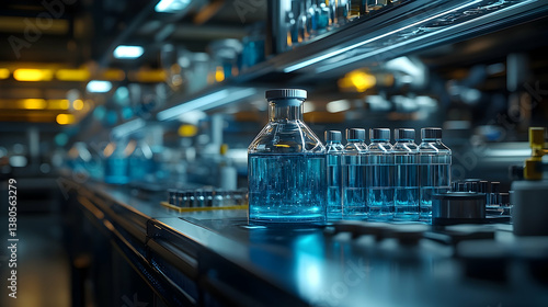 Modern laboratory interior glassware beaker science