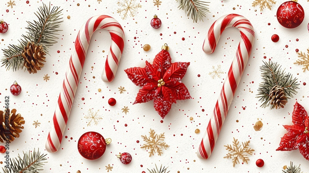 Obraz premium Merry Christmas Candy Cane Festive Background