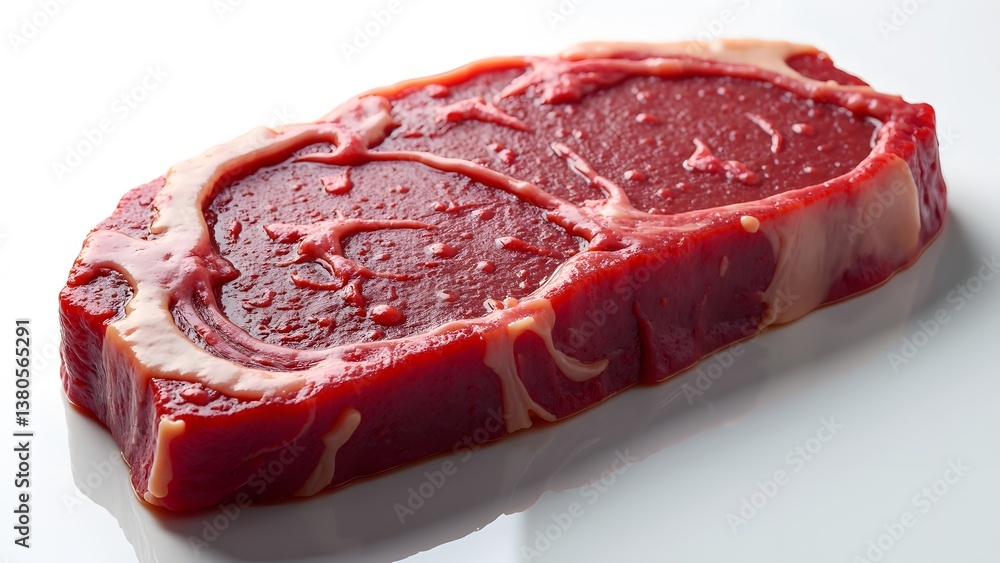 Overhead view of raw beef brisket in a butcher shop setting still wet from cutting Overhead view of raw beef brisket in a butcher shop setting still wet from cutting