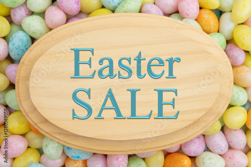 Obraz na płótnie Easter Sale sign with candy eggs w salonie