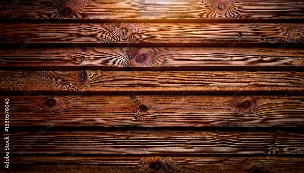 Naklejka premium brown wooden planks with a natural texture and grain the planks are arranged horizontally and create a warm rustic background the natural light shines on the surface of the wood