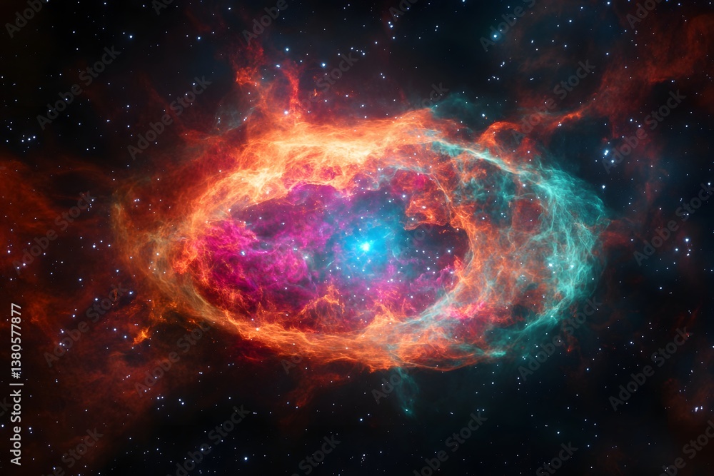 Fototapeta premium An intricate nebula with bright colors against a star speckled backdrop in the vastness of outer space