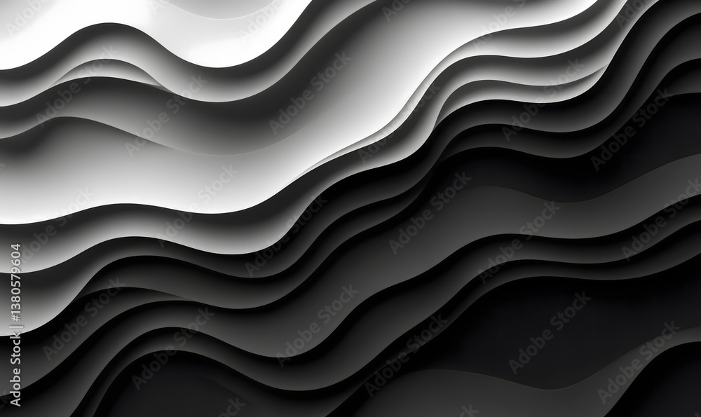 Abstract grayscale waves forming a textured pattern with varying shades of light and dark color tones Abstract grayscale waves forming a textured pattern with varying shades of light and dark color tones