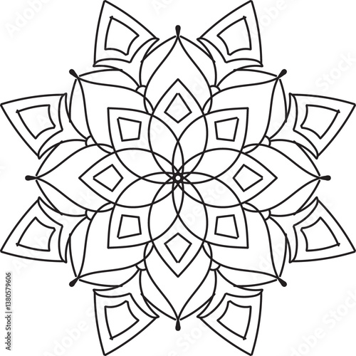 Black and white mandala. Mandala on white background. Henna and tattoo design mandala.