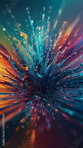 Colorful background with abstract paint drops and splashes. Modern backdrop for smartphone screens