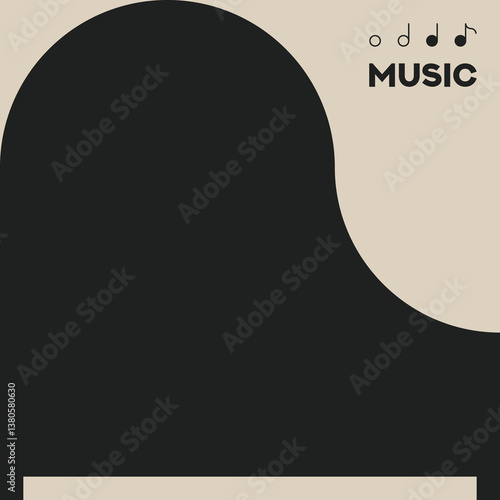 Grand Piano. Musical poster for your design. Music elements design for card, invitation, flyer. Music background vector illustration. Music piano keyboard.
