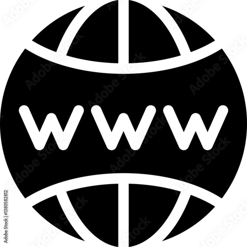 Internet and World Wide Web connection icon with globe. Silhouette icon.
