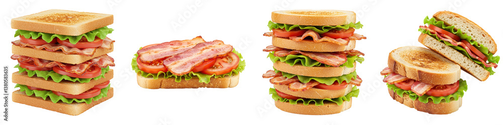 Stacked BLT sandwiches with crispy bacon.