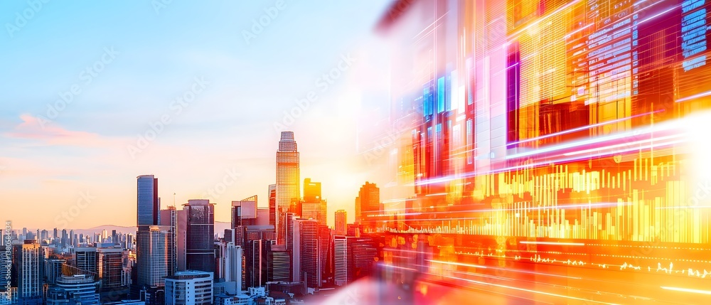 Fototapeta premium Business team conducting risk management strategy in high-tech boardroom overlooking cityscape