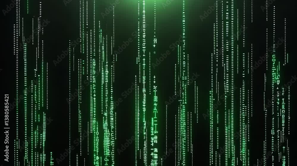 Cascading matrix code animation on black background Cascading matrix code animation on black background