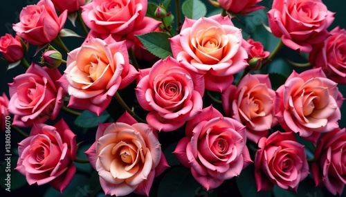 Intricate blooming roses, densely packed, vibrant hues , garden, floral pattern, romantic