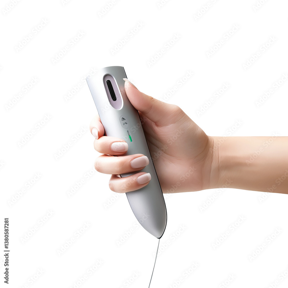 Fototapeta premium hand with electric shaver on white background