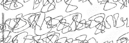 Tangled barbwire graphic seamless bg. Black squiggly razor wire on white background. No entry security concept. Army camp. Jail fence. Vector illustration