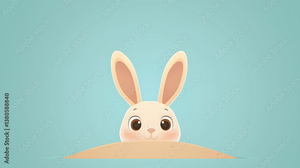 Cartoon rabbit sticking its head out of the soil Cartoon rabbit sticking its head out of the soil