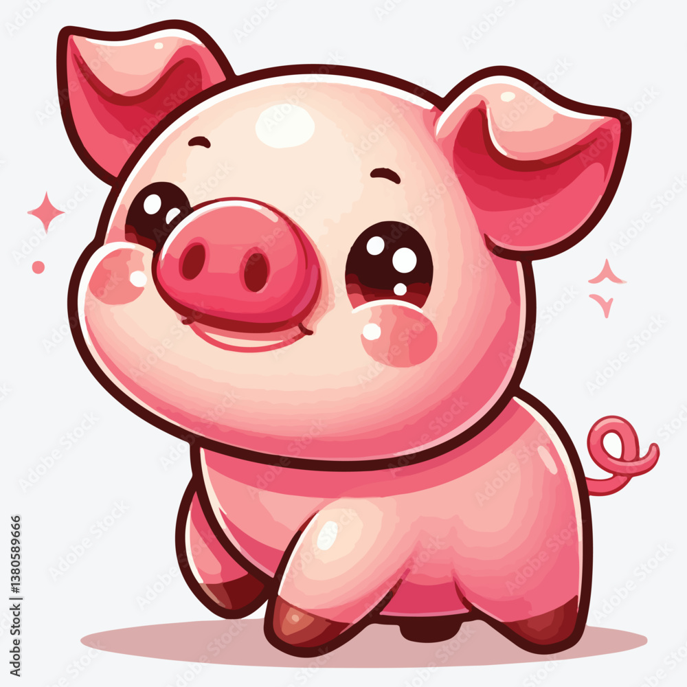 Cute pig isolated on white background for design stock illustration Cute pig isolated on white background for design stock illustration