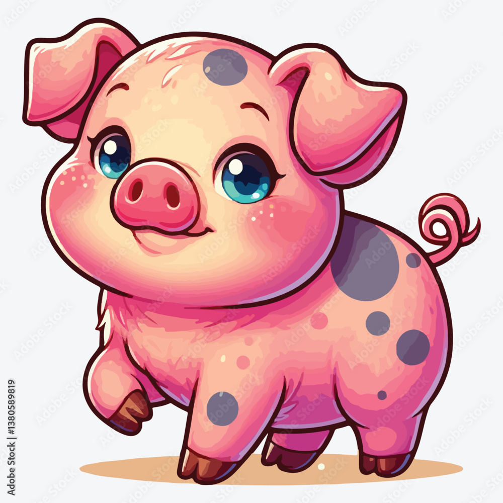 Cute pig isolated on white background for design stock illustration Cute pig isolated on white background for design stock illustration