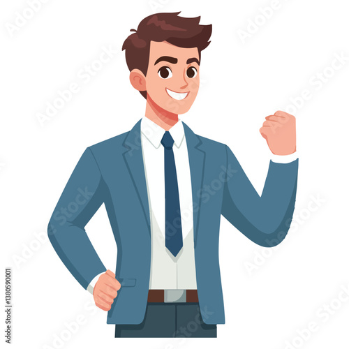 vector businessman clenching fist sign of work enthusiasm