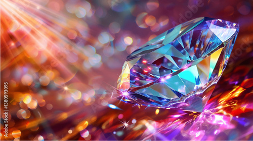 Glowing Crystal Vector Illustration with Sparkling Light Effects, Mystical and Abstract Design