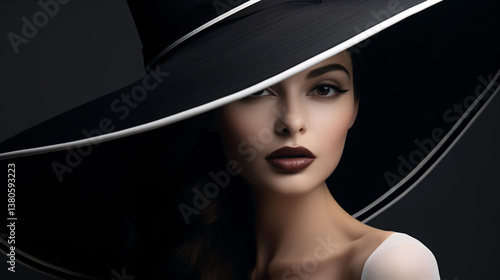 A stunning young woman with full lips, wearing an oversized black outfit, showcasing bold, beautiful fashion.


