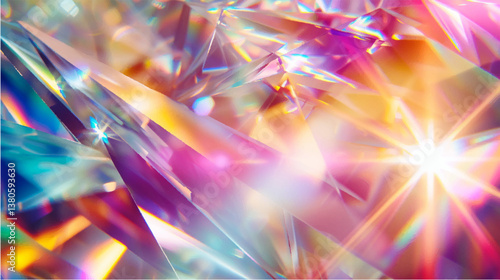 Glowing Crystal Vector Illustration with Sparkling Light Effects, Mystical and Abstract Design