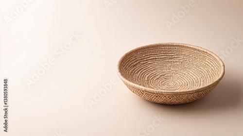 Natural woven bowl showcases intricate patterns, exuding warmth