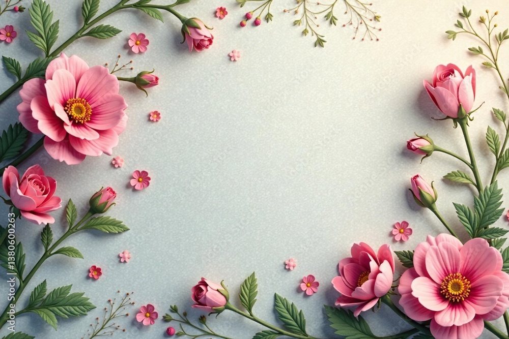 Fototapeta premium Subtle floral motifs on a textured backdrop forming a delicate interior design pattern , pattern, flower