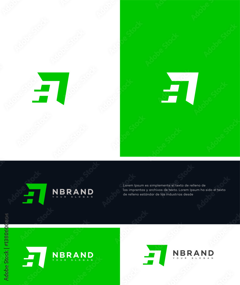Fototapeta premium Modern Green N Letter Logo Design for Fast Brand