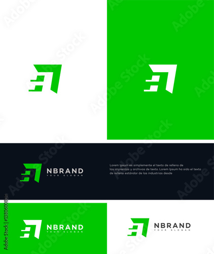Modern Green N Letter Logo Design for Fast Brand