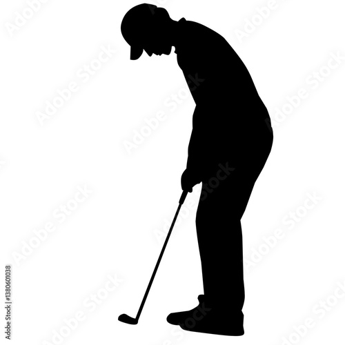 golf player silhouette vector. Isolated on white background
