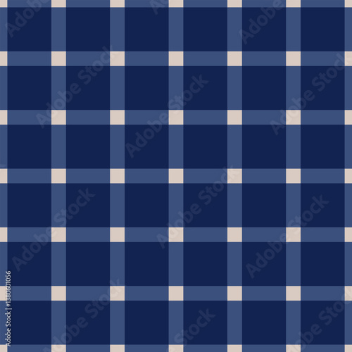 Classic Tartan Plaid Seamless Pattern in Elegant Blue and Beige