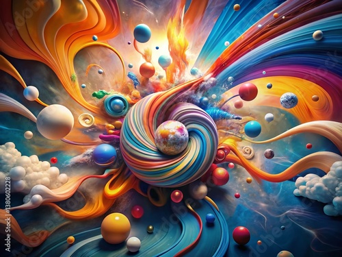 Surreal Abstract Motion: Exploding Sun, Dynamic Curves & Arrows