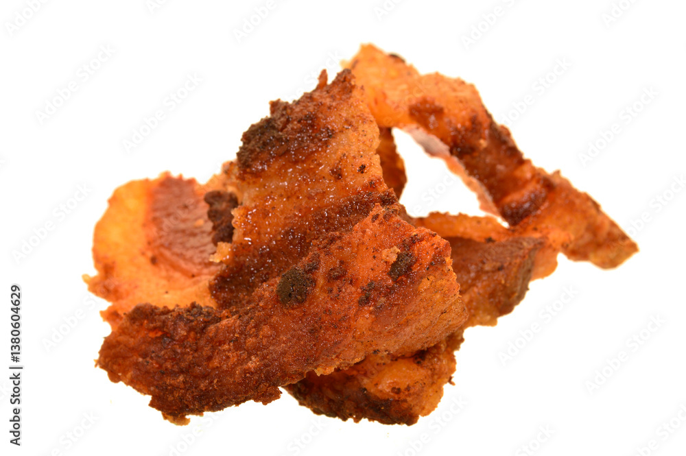 Obraz premium fried lard isolated on white background