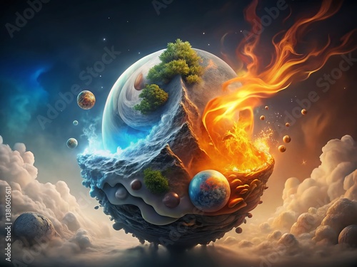 Surreal Elemental Forces: Air, Water, Fire, Earth Abstract Art