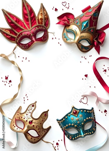 Set of party carnival masks icon isolated on white background