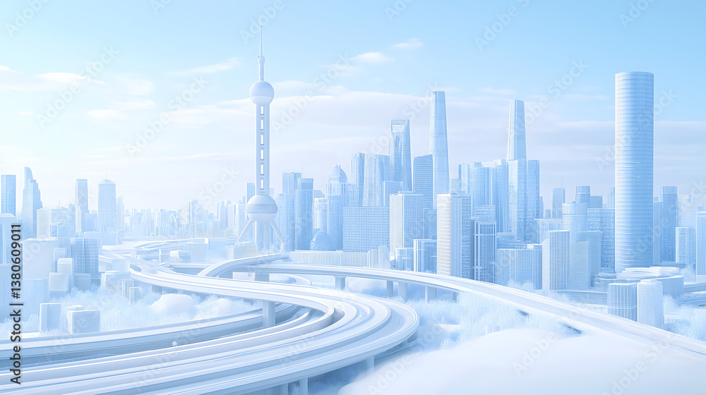 Fototapeta premium Futuristic urban transportation and architecture